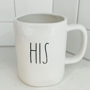 Rae Dunn HIS White 16 oz Farmhouse Artisan Minimalist Coffee Mug